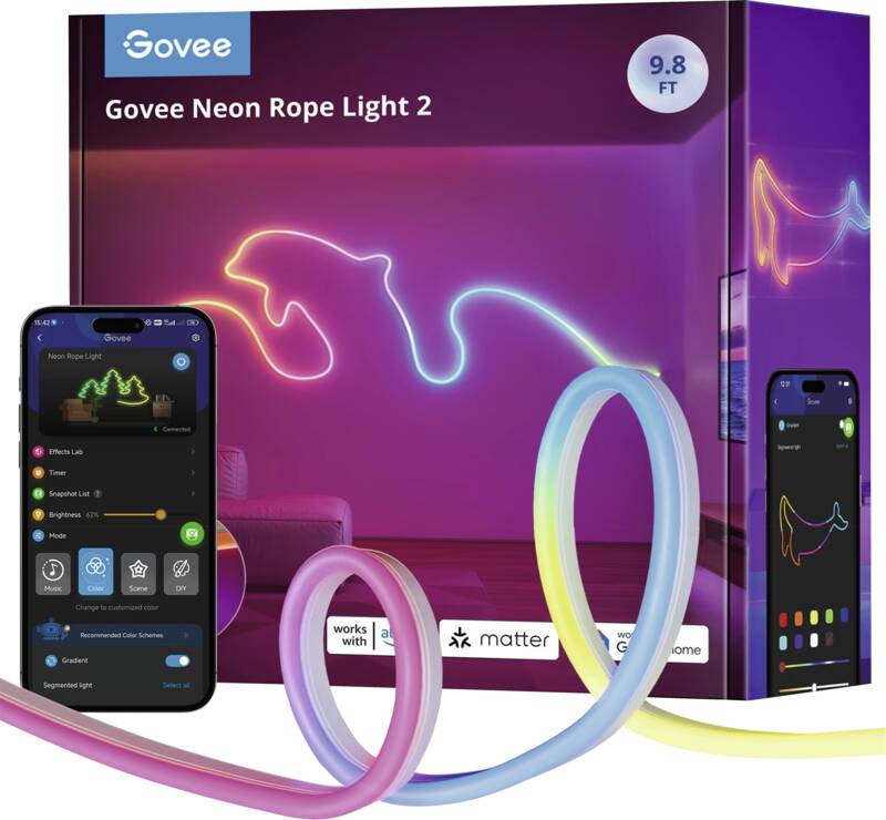 LED Stripe Neon, 3 m, RGBIC, Matter