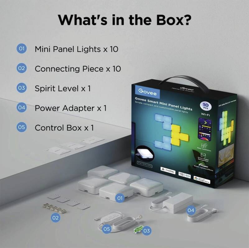 Panelleuchte Smart Mini Erweiterung, 6er, RGBIC