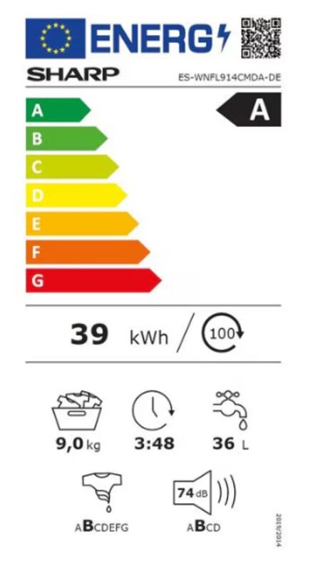 9kg, ES-WNFL914CMDA-DE, A-Klasse, WiFi