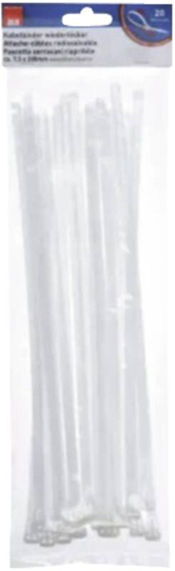 Kabelbinder wiederlösbar 7.5x300mm weiss / 20 Stück
