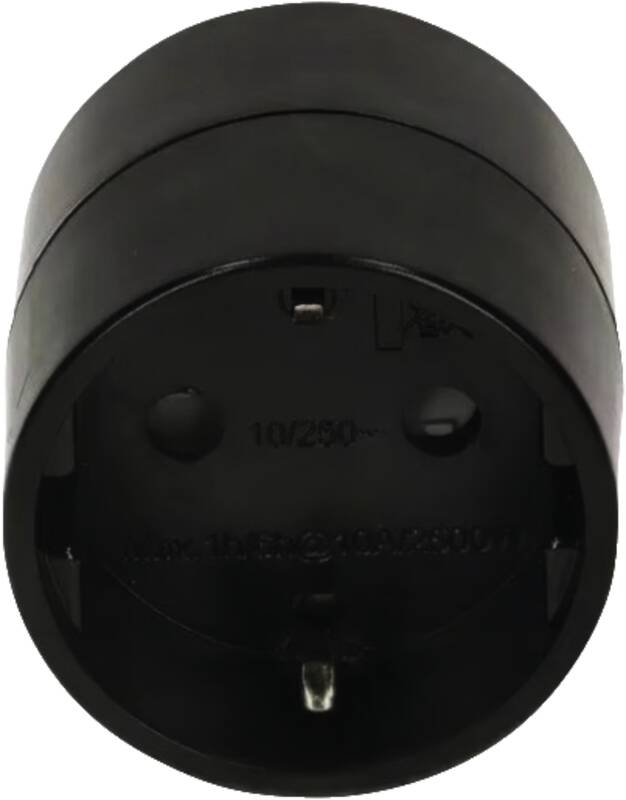 Reiseadapter asymmetrisch Typ 12 / Schuko schwarz