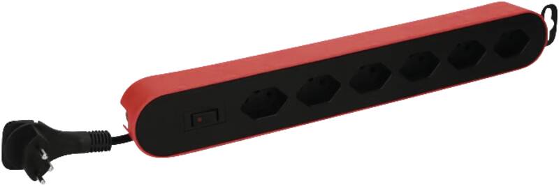 Steckdosenleiste Design Line 6x Typ 13 rot/sw Schalter 2.2m