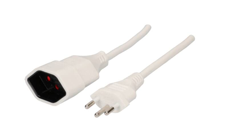 TD-Verlängerung H05VV-F3G1.0 1m weiss BS Typ 12 / Typ 13