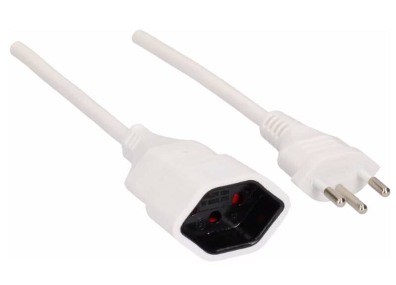 TD-Verlängerung H05VV-F3G1.0 2m weiss BS Typ 12 / Typ 13