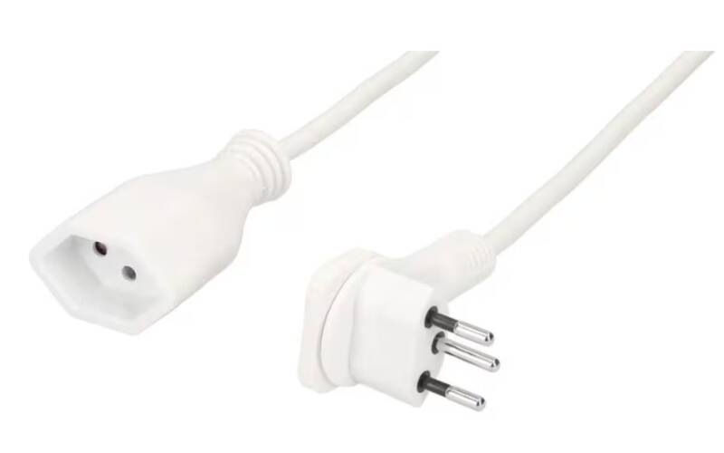 TD-Verlängerung H05VV-F3G1.0 3m weiss Flachwinkelstecker Typ