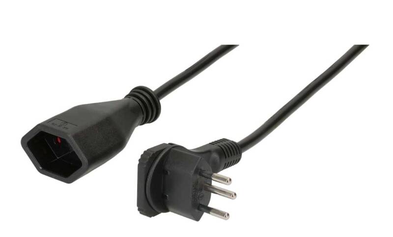 TD-Verlängerung H05VV-F3G1.0 3m schwarz Flachwinkelstecker T