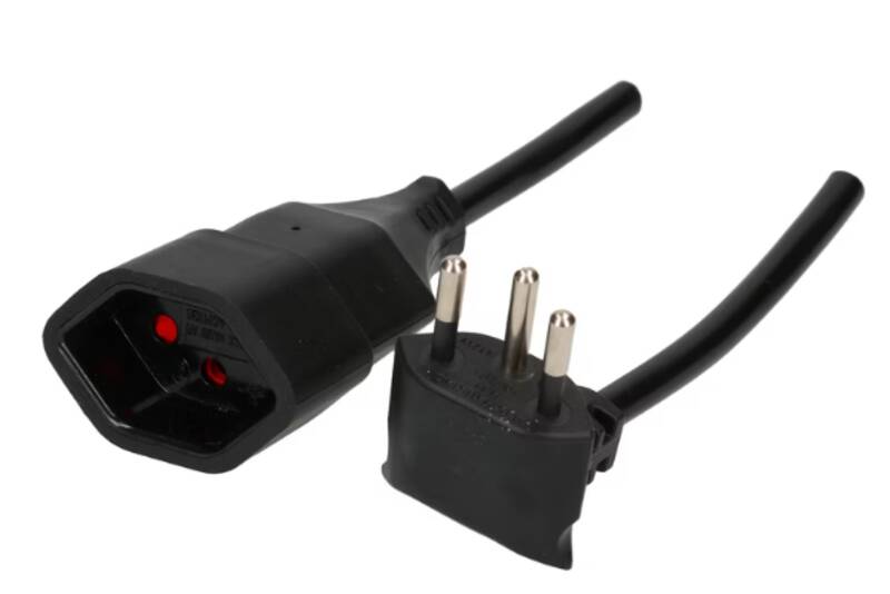 TD-Verlängerung H05VV-F3G1.0 3m schwarz BS Typ 12 / Typ 13