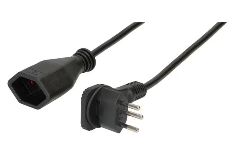 TD-Verlängerung H05VV-F3G1.0 5m schwarz Flachwinkelstecker