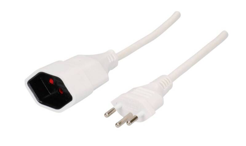 TD-Verlängerung H05VV-F3G1.0 5m weiss BS Typ 12 / Typ 13