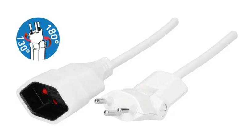 TD-Verlängerung H05VV-F3G1.5 10m weiss clip-clap Typ 12/Typ