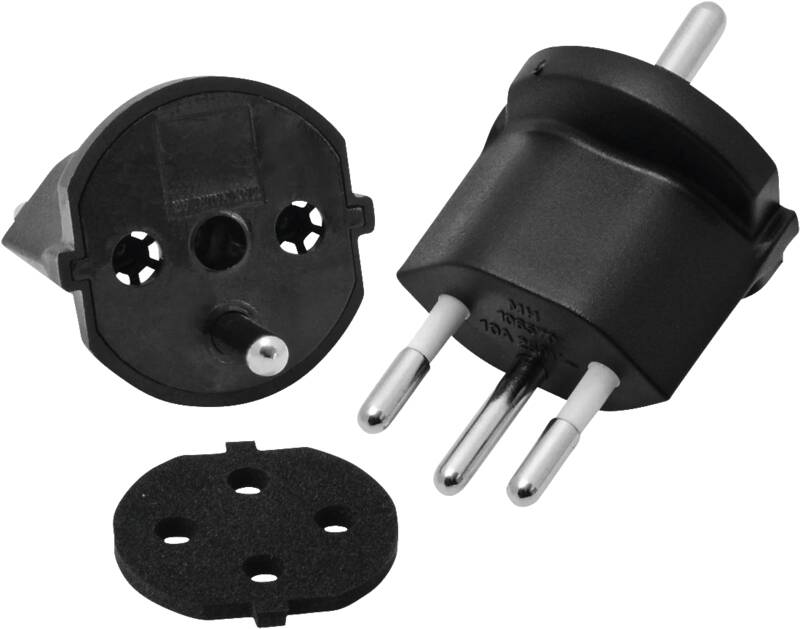 Fixadapter Typ 12 / Schuko CEE 7/7 mit Dichtung schwarz