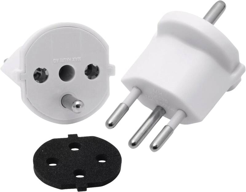 Fixadapter Typ 12 / Schuko CEE 7/7 mit Dichtung weiss