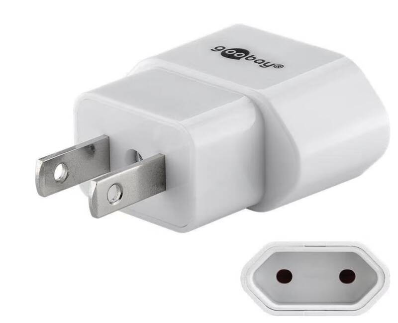 Reiseadapter 2-polig weiss Eurostecker auf US/JP