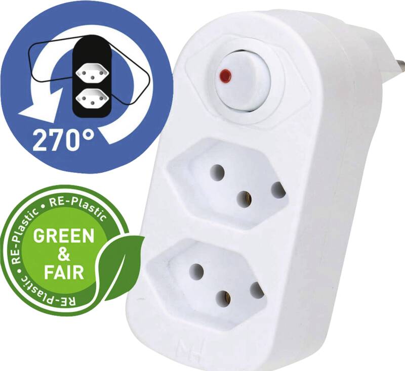 ADAPT 2x Typ 13 weiss drehbar Schalter Green+Fair