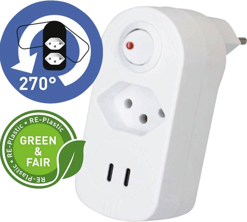 ADAPT 1x Typ 13 USB-C/C 20W ws drehbar Green+Fair