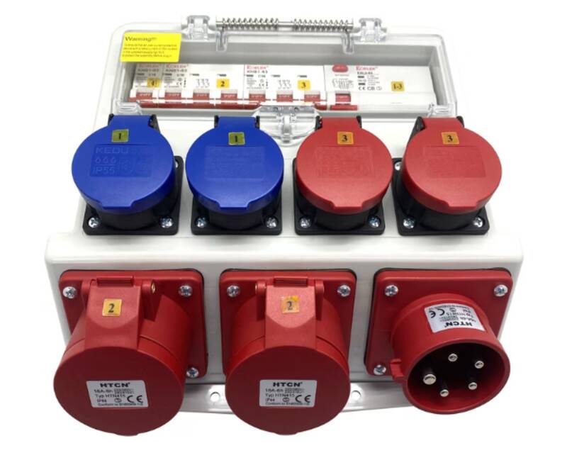 16A IP44/IP55; Input: 1x CEE16/5 Output: 2xCEE16/5 2xT23 2xT