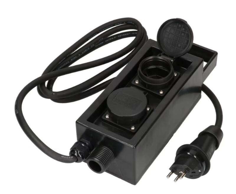 Gartensteckdose 2x Typ 13 IP55 mit Metall Spiess schwarz