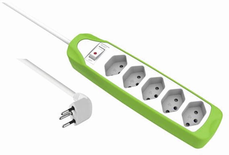 Steckdosenleiste 5xT13 mit Silikon Cover grün