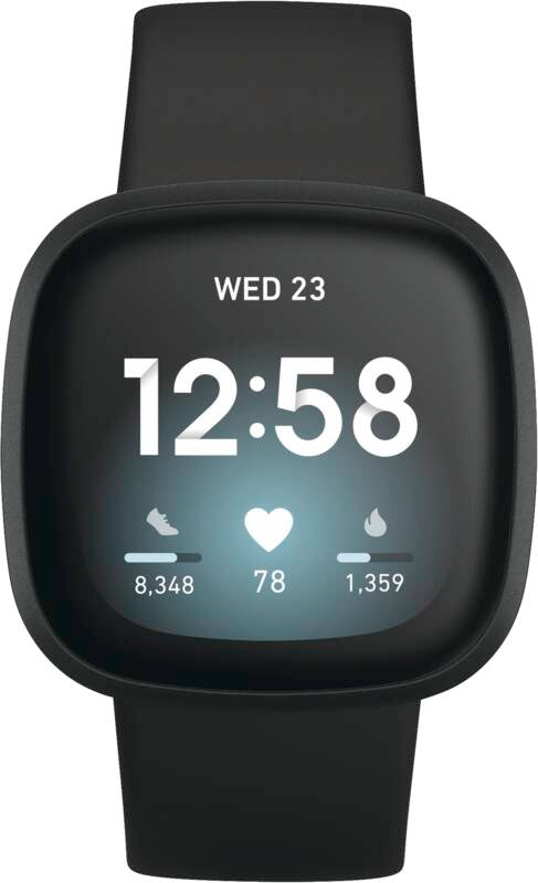 Versa 3, Aluminium, schwarzes Armband