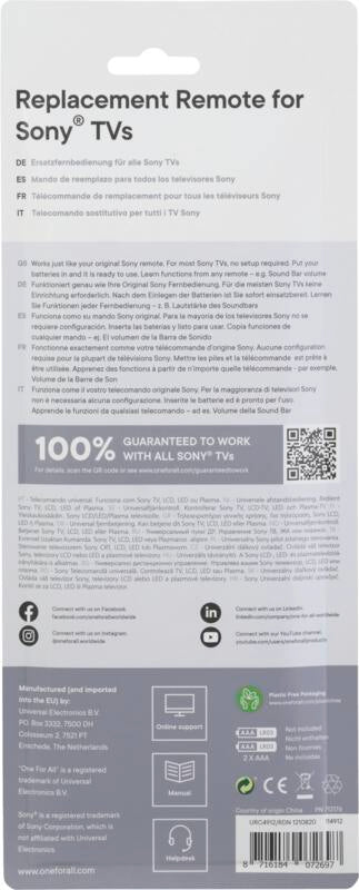 URC4912 - Ersatzfernbedienung Sony 2.0
