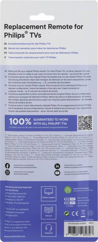 URC4913 - Ersatzfernbedienung Philips 2.0