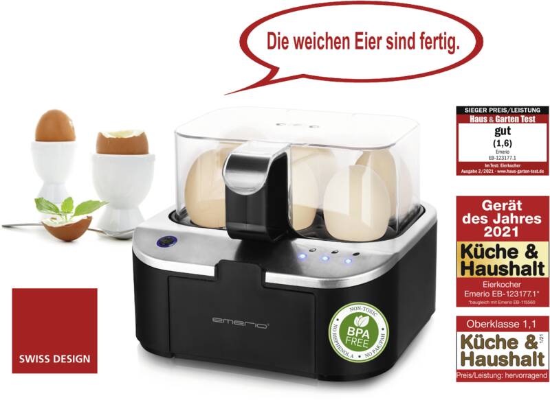 Eggboiler 400 Black / SS  (Sprechender Eierkocher)
