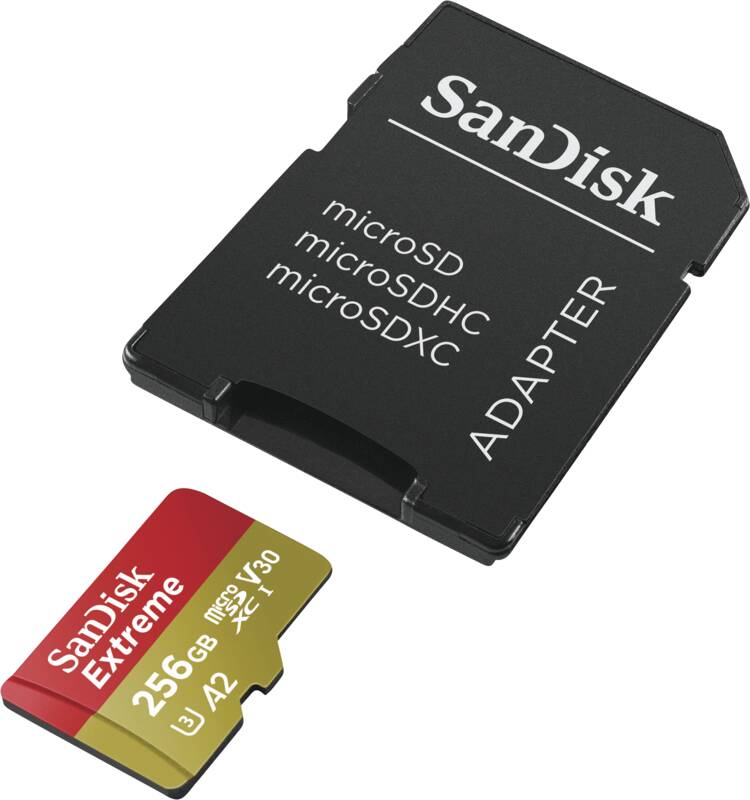 Extreme microSDXC 256GB 190MB/s A2 C10 V30 UHS + SD Adapter