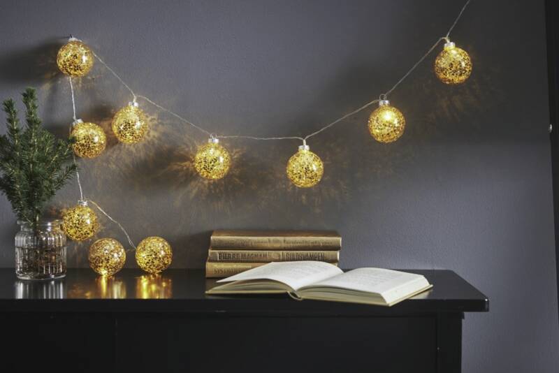 Lichterkette Glitter gold