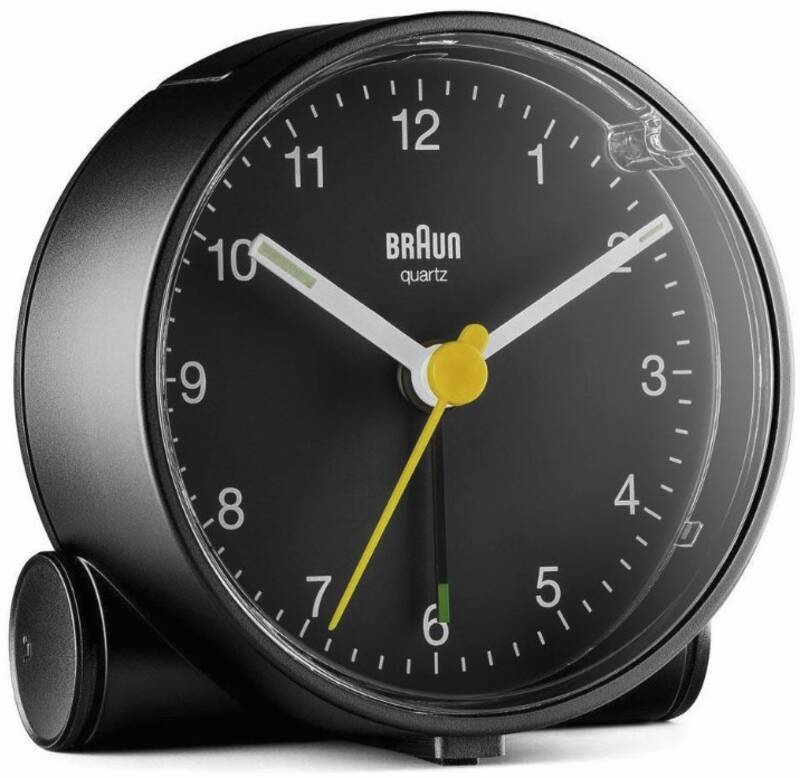 BC01B runder Tischwecker retro, Snooze und Licht