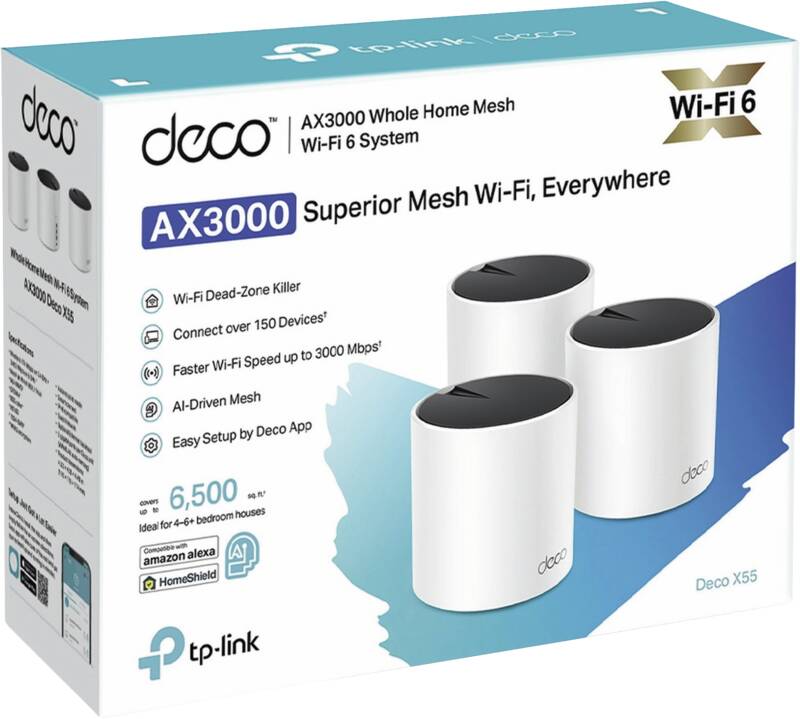 Deco X55 AX3000 Whole Home Mesh WiFi 6 System (3er-Pack)