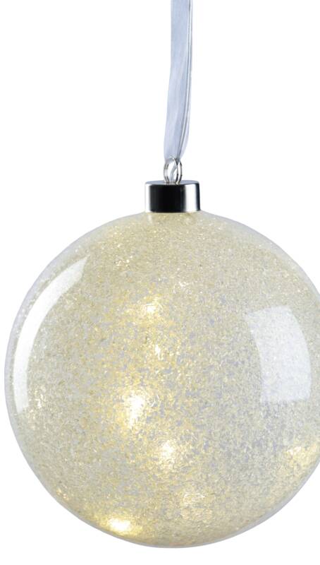 GLASS BALL SNOW W/20LED Ø12CM W/BATTERY BOX