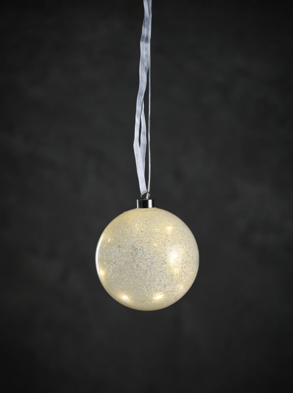 GLASS BALL SNOW W/15LED Ø15CM BATTERY BOX