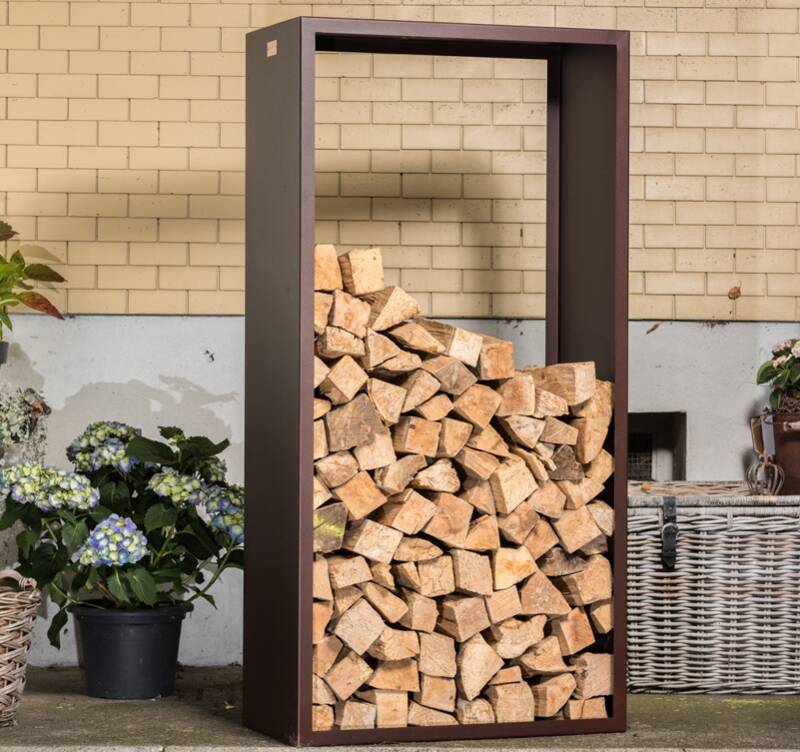 Kaminholzregal "Nova 150", Stahl, Rost-Look, 150 x 72 x 35 c