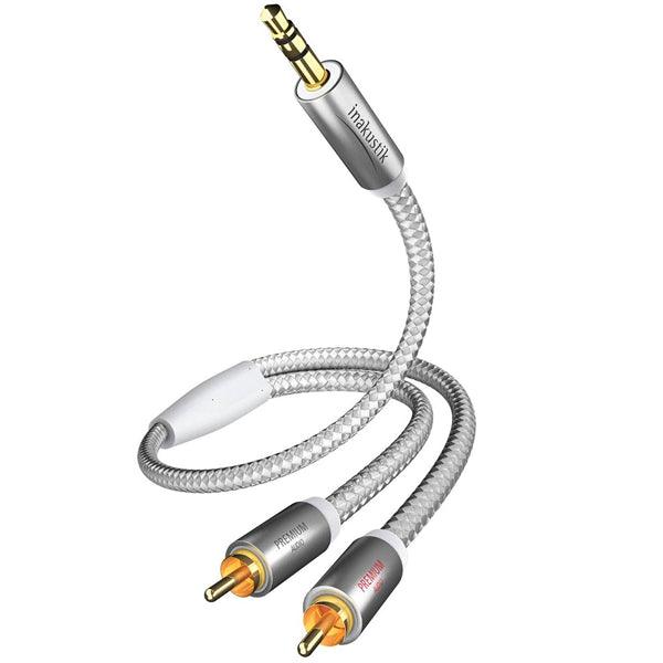 Premium Audio Cable 3.5mm Klinke- RCA Stereo 3.0m weiss/silber - handy.ch