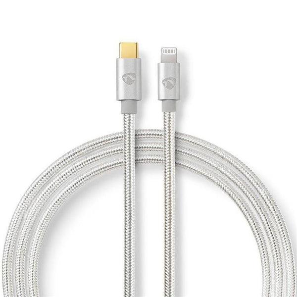 Lightning Kabel | USB 2.0 | Apple Lightning 8-Pin | USB-C Stecker | 480 Mbps | Vergoldet | 2.00 m | Rund | Geflochten / Nylon | Aluminium | Verpackung mit Sichtfenster - handy.ch