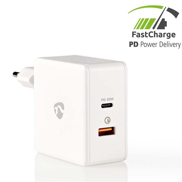 Netzladegerät | Schnellladefunktion | PD3.0 30W / QC3.0 | 2x 3.0 A A | Anzahl der Ausgänge: 2 | USB-A / USB-C | Kein Kabel im Lieferumfang enthalten | 48 W | Automatische Spannungswahl - handy.ch