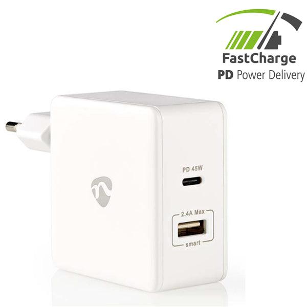 Netzladegerät | 57 W | Schnellladefunktion | 1x 2.4 A / 1x 3.0 A | Anzahl der Ausgänge: 2 | USB-A / USB-C | Kein Kabel im Lieferumfang enthalten | Automatische Spannungswahl - handy.ch