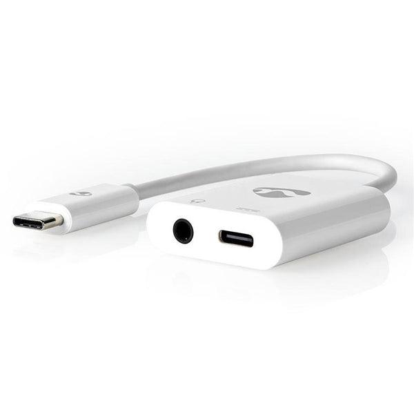 USB Multi-Port-Adapter | USB 3.1 | USB-C Stecker | USB-C Buchse / 3.5 mm Buchse | 0.15 m | Rund | Vergoldet / Vernickelt | PVC | Weiss | Plastikbeutel - handy.ch