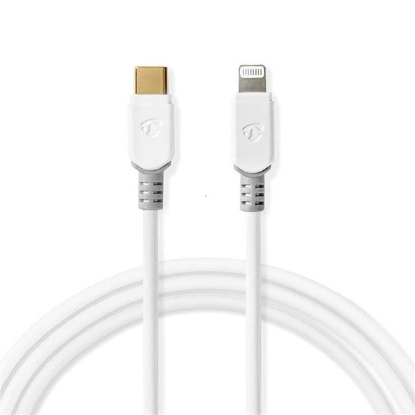 Lightning Kabel | USB 2.0 | Apple Lightning 8-Pin | USB-C Stecker | 480 Mbps | Vergoldet | 1.00 m | Rund | PVC | Weiss | Box - handy.ch