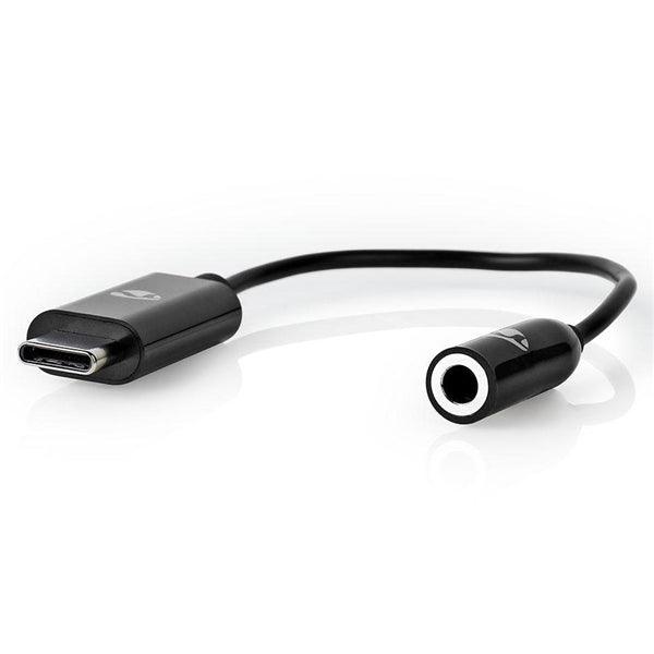 USB-C Adapter | USB 3.2 Gen 1 | USB-C Stecker | 3.5 mm Buchse | 0.15 m | Rund | Vernickelt | PVC | Schwarz | Box - handy.ch
