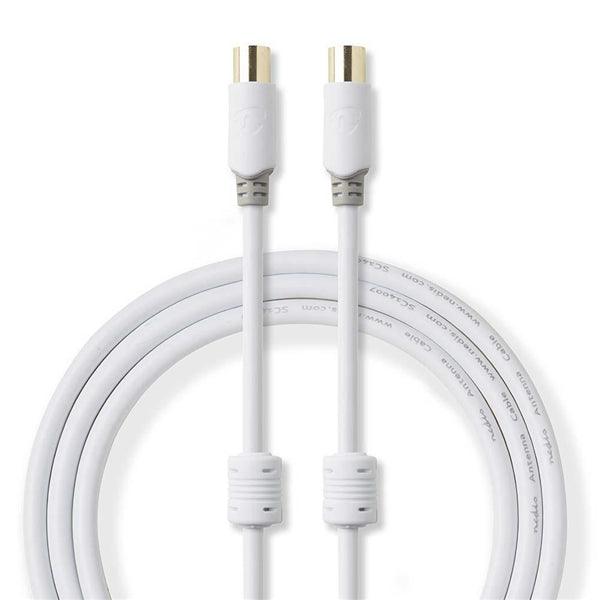 Koaxial Kabel | IEC (Coax) Stecker | IEC (Coax) Buchse | Vergoldet | 100 dB | 75 Ohm | Doppelt geschirmt | 3.00 m | Rund | PVC | Weiss | Box - handy.ch