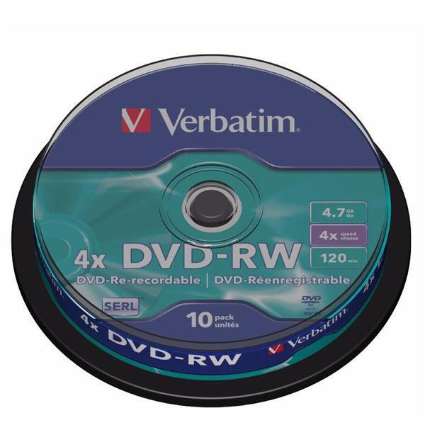 DVD-RW 4x 4.7GB 10 Stück Spindel Matt Silber