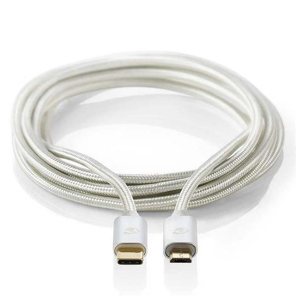 USB-Kabel | USB 2.0 | USB-C Stecker | USB Micro-B Stecker | 10 W | 480 Mbps | Vergoldet | 2.00 m | Rund | Geflochten / Nylon | Aluminium | Verpackung mit Sichtfenster - handy.ch