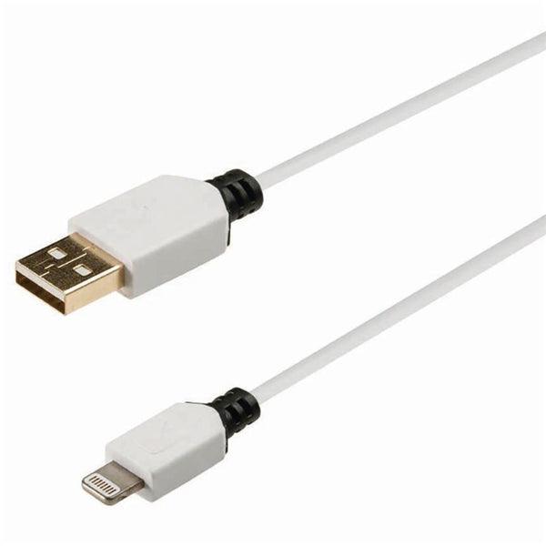 Lightning Kabel | USB 2.0 | Apple Lightning 8-Pin | USB-A Stecker | 480 Mbps | Vergoldet | 1.00 m | Rund | PVC | Grau / Weiss | Verpackung mit Sichtfenster - handy.ch