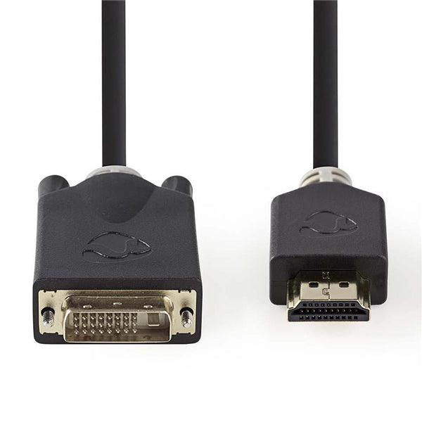 HDMI -Kabel | HDMI Stecker | DVI-D 24+1-Pin Stecker | 1080p | Vergoldet | 2.00 m | Gerade | PVC | Anthrazit | Verpackung mit Sichtfenster und Eurolochung - handy.ch