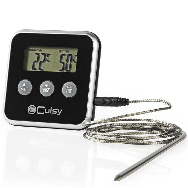 Fleischthermometer | Alarm / Timer | LCD-Anzeige | 0 - 250 °C | Schwarz / Silber - handy.ch