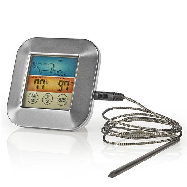 Fleischthermometer | Alarm / Timer / Zemperatureinstellungen | Farb-LCD-Anzeige | 0 - 250 °C | Silber / Weiss - handy.ch