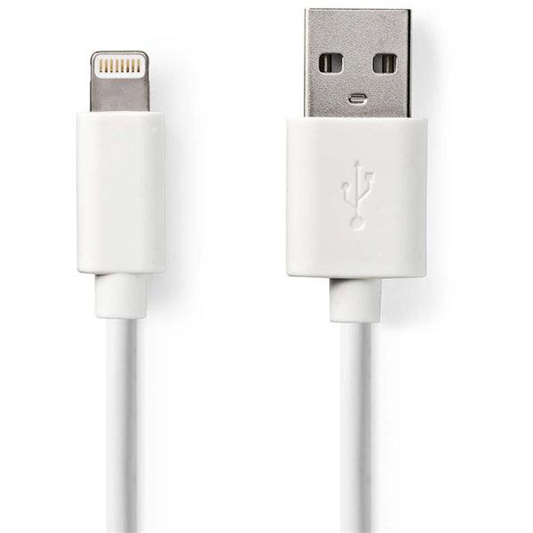 Lightning Kabel | USB 2.0 | Apple Lightning 8-Pin | USB-A Stecker | 480 Mbps | Vernickelt | 3.00 m | Rund | PVC | Weiss | Plastikbeutel - handy.ch