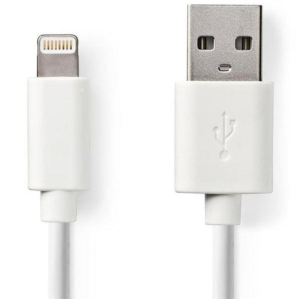Lightning Kabel | USB 2.0 | Apple Lightning 8-Pin | USB-A Stecker | 480 Mbps | Vernickelt | 2.00 m | Rund | PVC | Weiss | Aufhänger - handy.ch