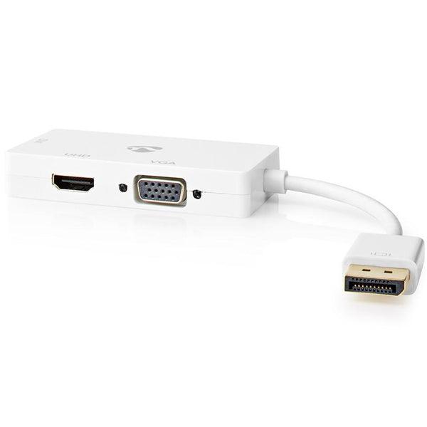 Displayport-Adapter | DisplayPort Stecker | DVI-D 24+1-Pin Buchse / HDMI Buchse / VGA Buchse | 4K@60Hz | Vergoldet | Schaltbar | 0.20 m | Rund | ABS | ABS | Weiss | Blister - handy.ch